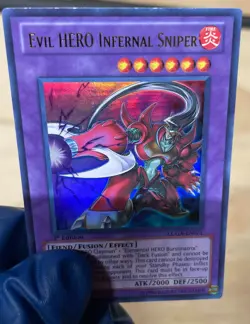 LP Yugioh Evil Hero Infernal Sniper 1st Edition Ultra Rare LCGX-EN071 - Image 2