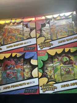 4 Pokemon TCG Ascended Heroes Mega ex Box Bundle Feraligatr Emboar Meganium New - Image 1