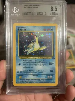 Pokemon Lapras Fossil 10/62 Holo Rare Unlimited 1999 Beckett Graded 8.5 - Image 1