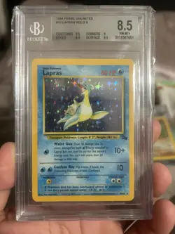 Pokemon Lapras Fossil 10/62 Holo Rare Unlimited 1999 Beckett Graded 8.5 - Image 2