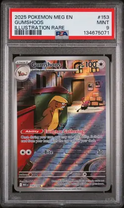 2025 Pokemon Mega Evolution Gumshoos 153/132 Illustration Rare PSA 9 - Image 1