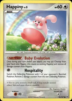 Happiny Common Platinum 76/127 Colorless Pokemon Card - Image 1