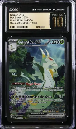 2025 POKEMON BLACK BOLT SIR SERPERIOR EX 164 CGC 10 PRISTINE - Image 1