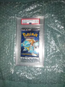 PSA 8 NM-MINT Unlimited Base Set Pokemon Booster Pack 1999 WOTC (Blastoise Art) - Image 1