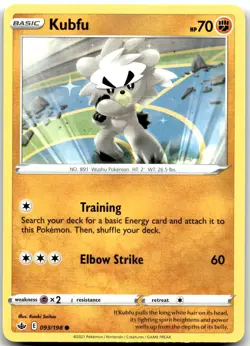 Pokemon Kubfu Chilling Reign SWSH06 #093/198 Common NM - Image 1