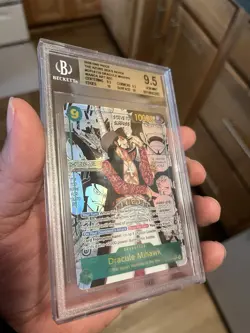 Dracule Mihawk - One Piece Azure Sea OP14-119 SEC Manga Alternate Art BGS 9.5 - Image 4