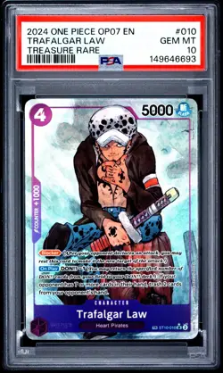 2024 ONE PIECE OP07-500 YEARS IN THE FUTURE TREASURE RARE TRAFALGAR LAW PSA 10 - Image 1