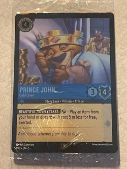 DISNEY LORCANA Prince John Gold Lover 1/P2 Sealed Foil Promo Card VILLANOUS - Image 1