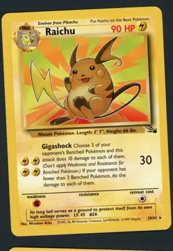 Raichu 29/62 Fossil Non Holo Unlimited Pokemon Card LP - Image 1
