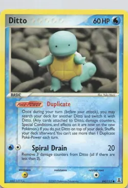 Pokemon TCG Ditto Squirtle EX Delta Species Card 64/113 Light Play Condition - Image 1