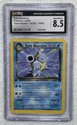 CGC 8.5 DARK BLASTOISE (Team Rocket) 20/82 Pokemon Card 1st edition 2000 - Image 1