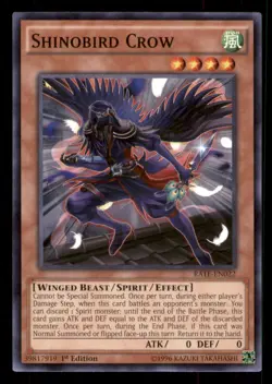 Yugioh Shinobird Crow #RATE-EN022 Raging Tempest LP - Image 1