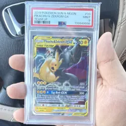 Pokemon 2019 SM Team Up Pikachu & Zekrom GX TAG TEAM 33/181 Holo PSA 9 - Image 1