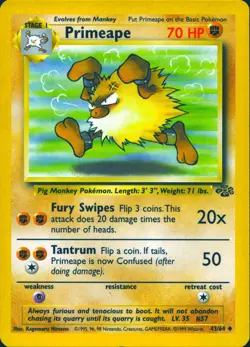 PRIMEAPE 43/64 UNCOMMON JUNGLE POKEMON UNLIMITED MP - Image 1
