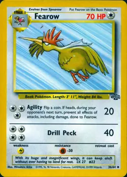 FEAROW 36/64 UNCOMMON JUNGLE POKEMON UNLIMITED LP - Image 1