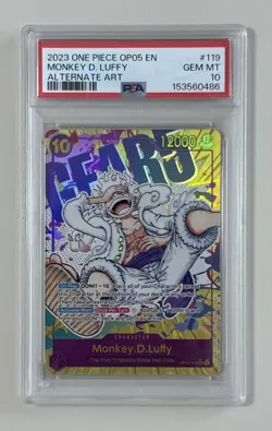 2023 Monkey.D.Luffy OP05-119 Alt Art - Awakening of The New Era One Piece PSA 10 - Image 1