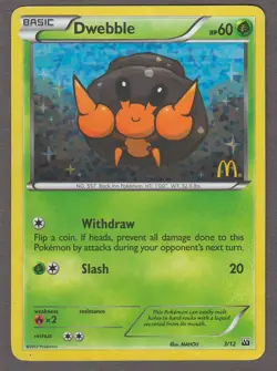 Dwebble 3/12 McDonalds Collection 2012 Holo Promo Pokemon Card MP Crease - Image 1