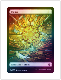 1x Plains - Full Art Stained Glass 277/281, Dominaria United, Foil, Magic MTG NM - Image 1