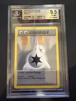 1999 Baser Set Shadowless Pokemon TCG Double Colorless Energy 96/102 Beckett 9.5 - Image 1