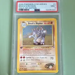 Pokemon Gym Heroes Brock's Rhydon Holo Rare 1st Edition PSA 9 21/132 - Image 1