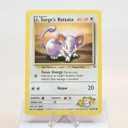 Pokemon TCG - Lt. Surge's Rattata 82/132 Gym Heroes Common WOTC - EXC - Image 2