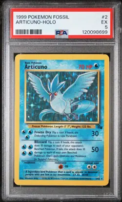 1999 POKEMON FOSSIL #2 ARTICUNO-HOLO PSA 5 - Image 1