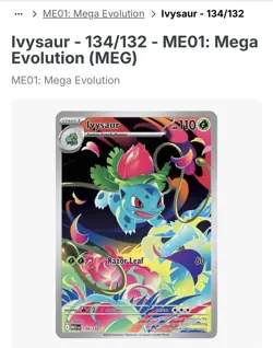 Ivysaur 134/132 ME01 Mega Evolution Illustration Rare Holo Stage 1 110 HP - Image 1
