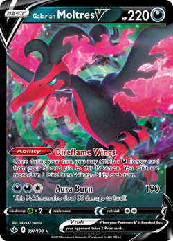 Galarian Moltres V 097/198 Holo V Rare Chilling Reign Pokemon Near Mint - Image 1