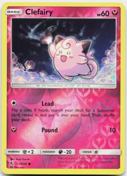 Clefairy 38/68 Common Hidden Fates Pokemon Reverse Holo Near Mint - Image 1