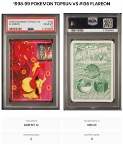 1998 PSA 10 Topsun Vs Flareon #136 Pokemon Japanese - POP 1 GEM MINT!!! - Image 4