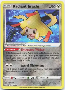 Radiant Jirachi 120/195 Radiant Rare Silver Tempest Pokemon Near Mint - Image 1