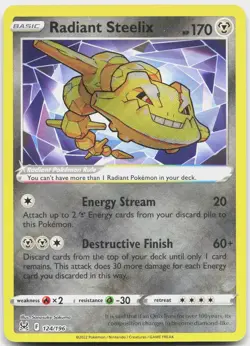 Radiant Steelix 124/196 Radiant Rare Lost Origin Pokemon Near Mint - Image 1