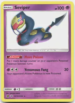 Seviper SV15/SV94 Shiny Rare Hidden Fates Shiny Vault Pokemon Near Mint - Image 1