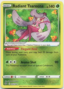 Radiant Tsareena 016/195 Radiant Rare Silver Tempest Pokemon Near Mint - Image 1