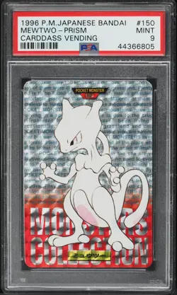 1996 POKEMON JAPANESE BANDAI MEWTWO PRISM CARDDASS VENDING CARD PSA 9 MINT - Image 1