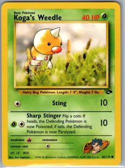 Koga's Weedle 082/132 Non Holo Gym Challenge - Pokemon Card - NM - Image 1