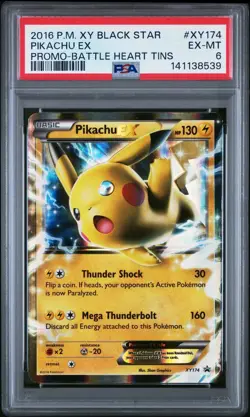 PSA 6 EX-MT Pokemon Pikachu EX Battle Heart Tins Black Star Holo Promo XY174 - Image 1