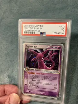 2005 Pokemon Ex Unseen Forces #102/115 Espeon EX Holo PSA 5 - New Cert - Image 2