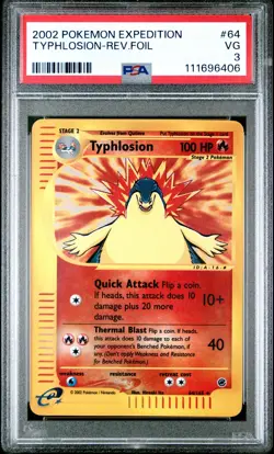 2002 POKEMON EXPEDITION #64 TYPHLOSION-REVERSE FOIL PSA 3 - Image 1