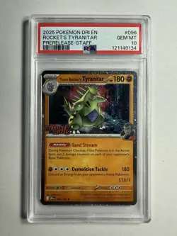 Pokemon Team Rocket's Tyranitar 096/182 STAFF Holo English PSA 10 - Image 1