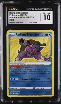 2022 Pokemon Go Radiant Blastoise #018 CGC 10 - Image 1