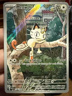 2025 Pokemon TCG Phantasmal Flames Meowth 106/094 Illustration Rare IR Holo - Image 1