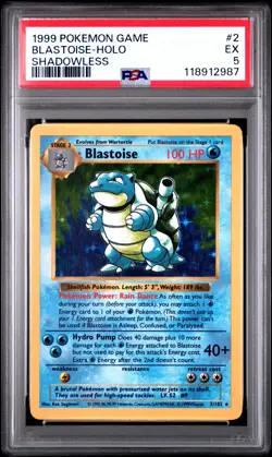 1999 Pokemon Game Blastoise Shadowless PSA 5 #2 - Image 1