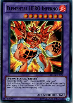Yugioh Elemental HERO Inferno LCGX-EN076 Super Rare NM - Image 1