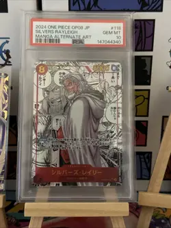 One Piece TCG Silvers Rayleigh OP08-118 SEC Manga Rare PSA 10 Mint - Image 1