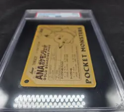 PSA 10 Pikachu ANA Pokemon Jet Gold Boarding Pass No.1 Promo Japanese Card 1998 - Image 3