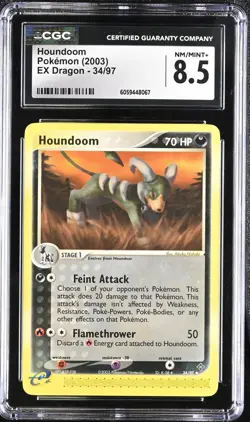 CGC 8.5 Houndoom 34/97 EX Dragon 2003 Pokemon Card - Image 1
