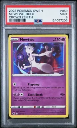 MEWTWO HOLO #059 PSA 9 • 2023 Pokemon Sword & Shield Crown Zenith - Image 1