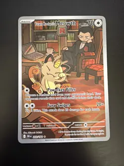 NM-Mint Team Rocket's Meowth - 203/182 Illustration Rare Pokemon Destined Rivals - Image 1