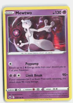 Mewtwo 059/159 Holo Rare Crown Zenith Pokemon Holo Near Mint - Image 1